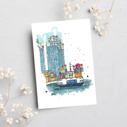 Halifax Gift Ferry, Nova Scotia, Greeting Card, Downtownsketcher, Wynand van Niekerk, DTS0078