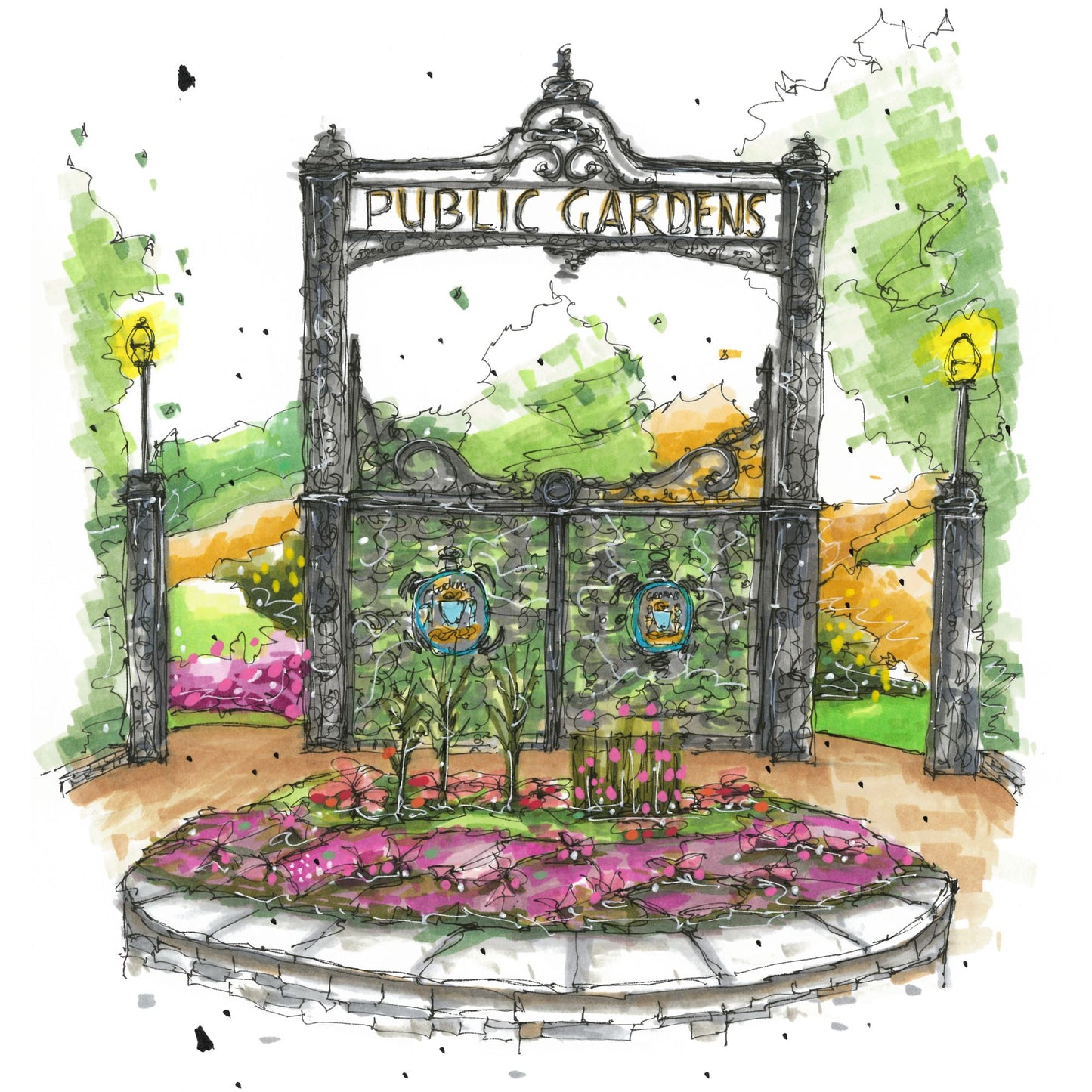 Halifax Public Gardens, Nova Scotia, Print, Downtown Sketcher, Wynand van Niekerk, DTS0087
