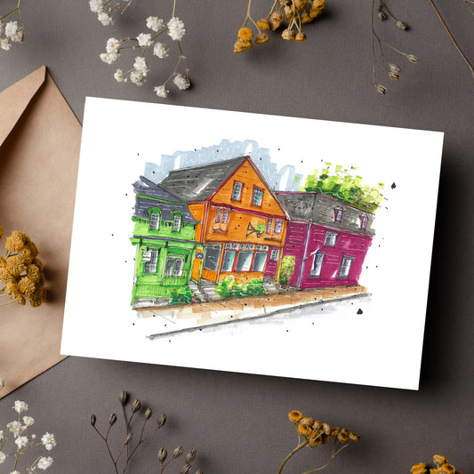 Hello Beautiful, Lunenburg, Nova Scotia, Greeting Card, Downtownsketcher, Wynand van Niekerk, DTS0075
