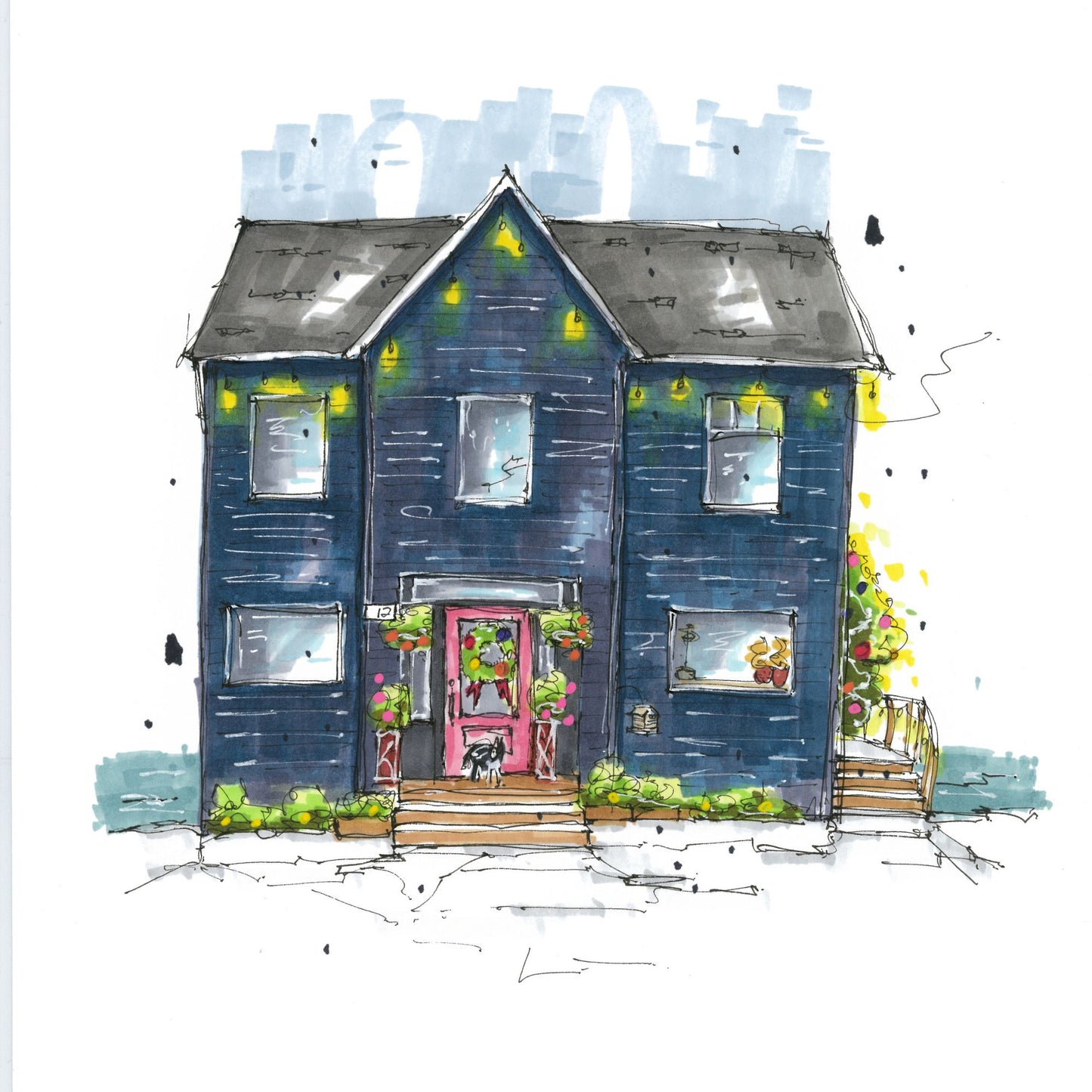 House Emily, Print, Downtownsketcher, Wynand van Niekerk, DTS0087