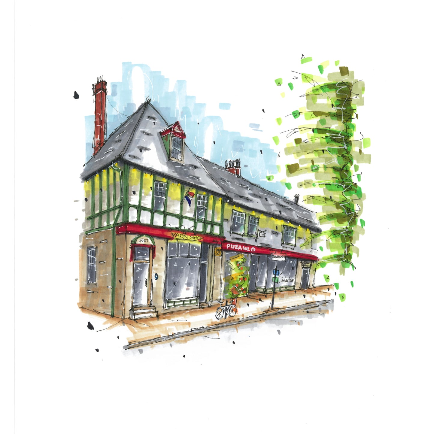 Hydrostone, Halifax, Nova Scotia, Urban Sketch, Greeting Card with Envelope, Downtown Sketcher, Wynand van Niekerk