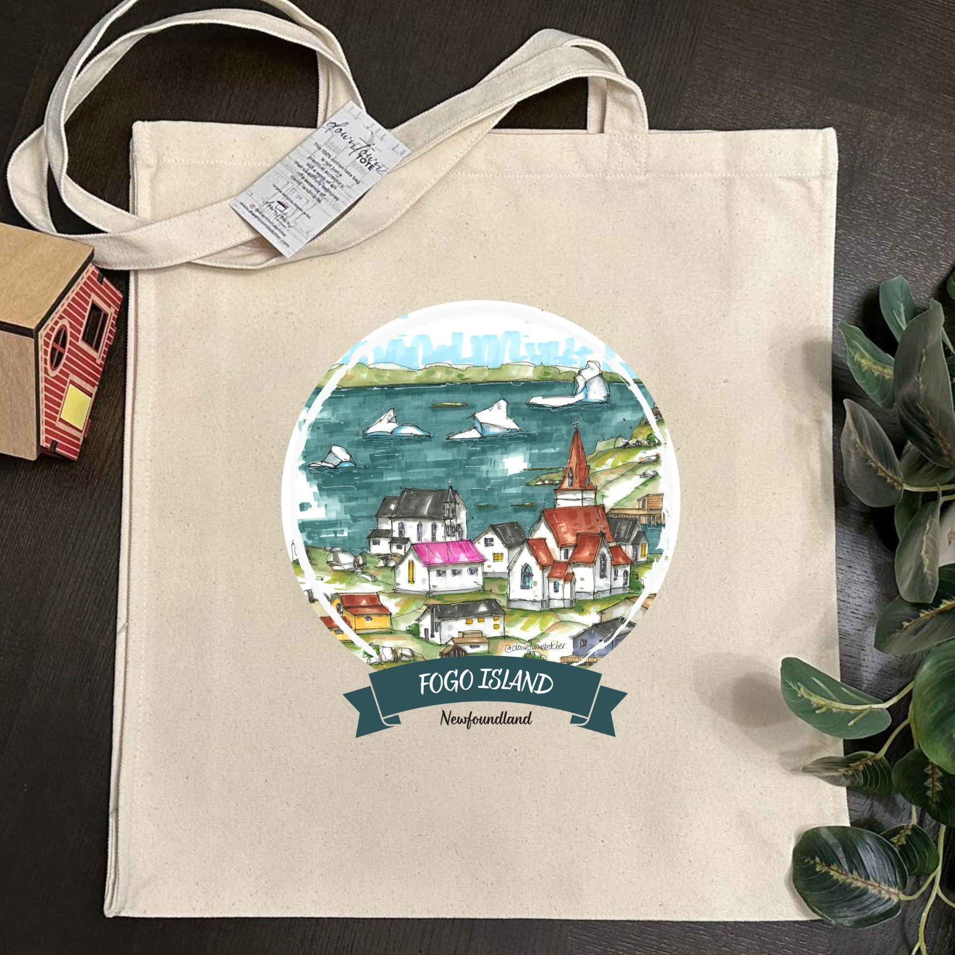 Icebergs at Fogo Island, Newfoundland - Downtown Tote Tall- Downtown Sketcher