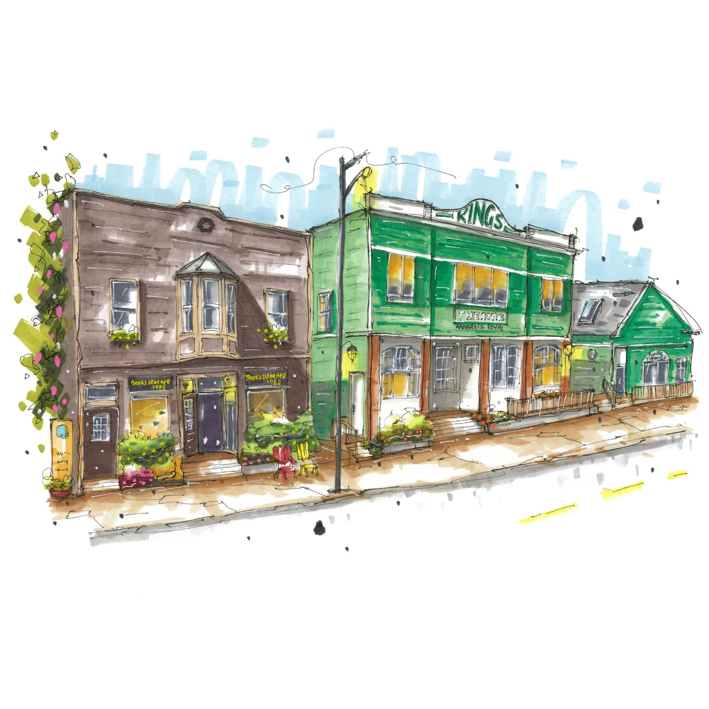 King's Theatre Annapolis Royal, Greeting Card, Urban Sketch, Greeting Card, Downtown Sketcher, Wynand van Niekerk
