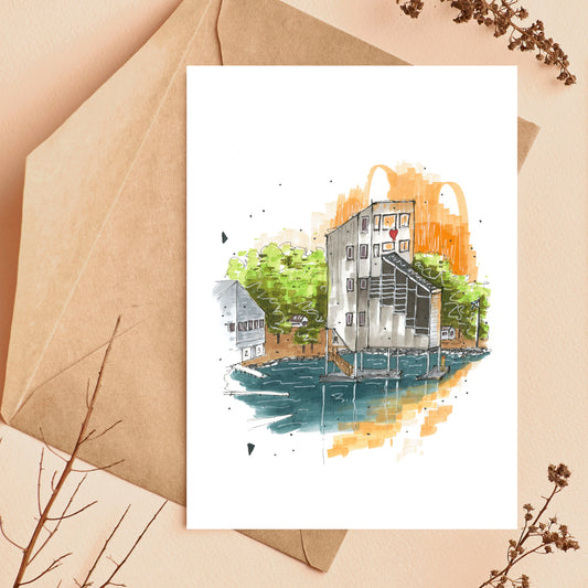Lake Banook, Dartmouth, Nova Scotia, Greeting Card, Downtownsketcher, Wynand van Niekerk, DTS0054