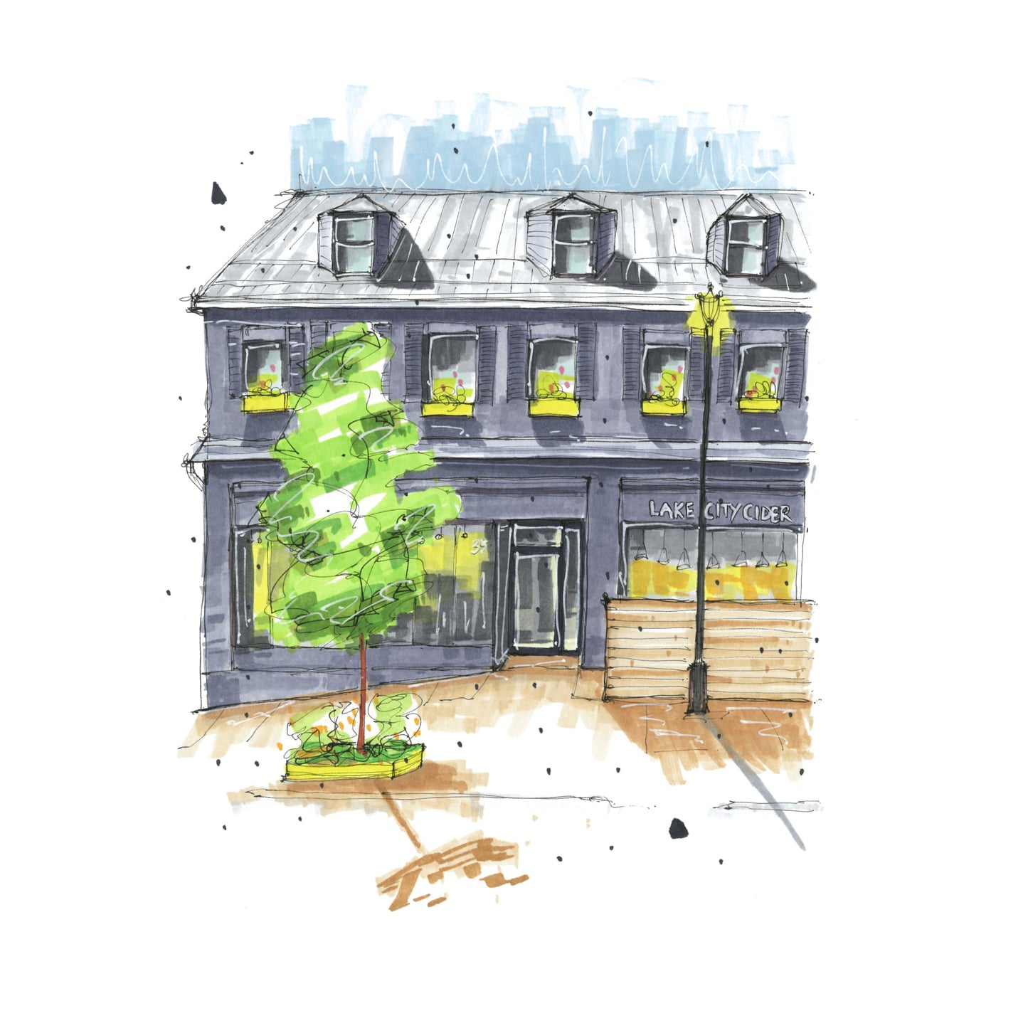 Lake City Cider, Dartmouth, Nova Scotia, Greeting Card, Downtownsketcher, Wynand van Niekerk, DTS0064