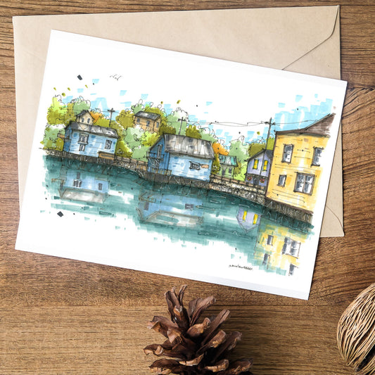 Landsdown Road, Bear River, Nova Scotia, Greeting Card - Downtown Sketcher