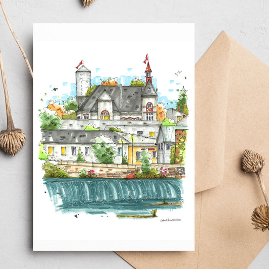 Little Falls St Marys, Ontario, Greeting Card - Downtown Sketcher