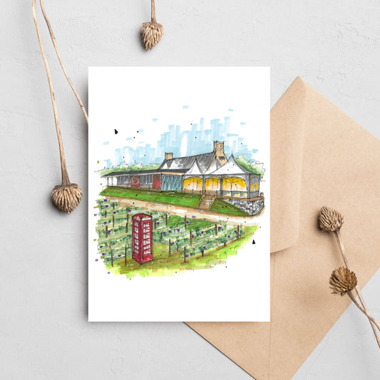 Luckett Vineyards, Wolfville, Urban Sketch, Greeting Card with  Craft Envelope, Downtown Sketcher, Wynand van Niekerk