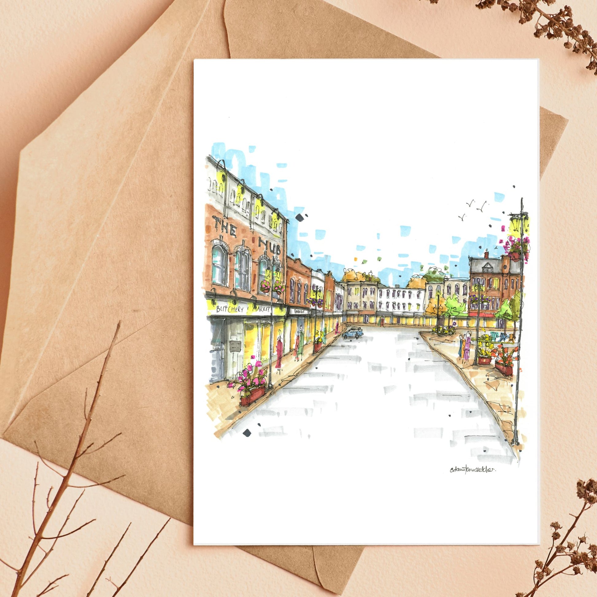 Market Square, Stratford, Ontario, Greeting Card - Downtown Sketcher