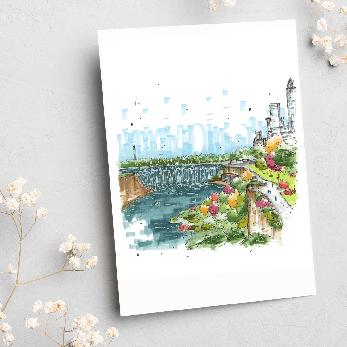 Niagara Falls Ontario, Canada, Greeting Card - Downtown Sketcher