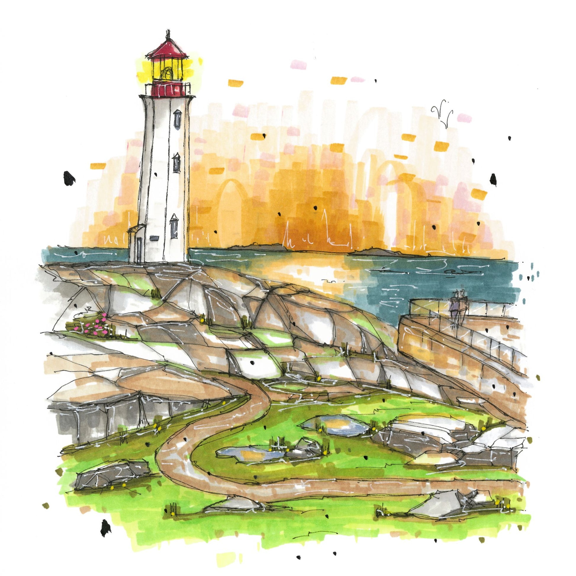 Peggy's Cove Lighthouse Greeting Card, Urban Sketch, Greeting Card with  Craft Envelope, Downtown Sketcher, Wynand van Niekerk