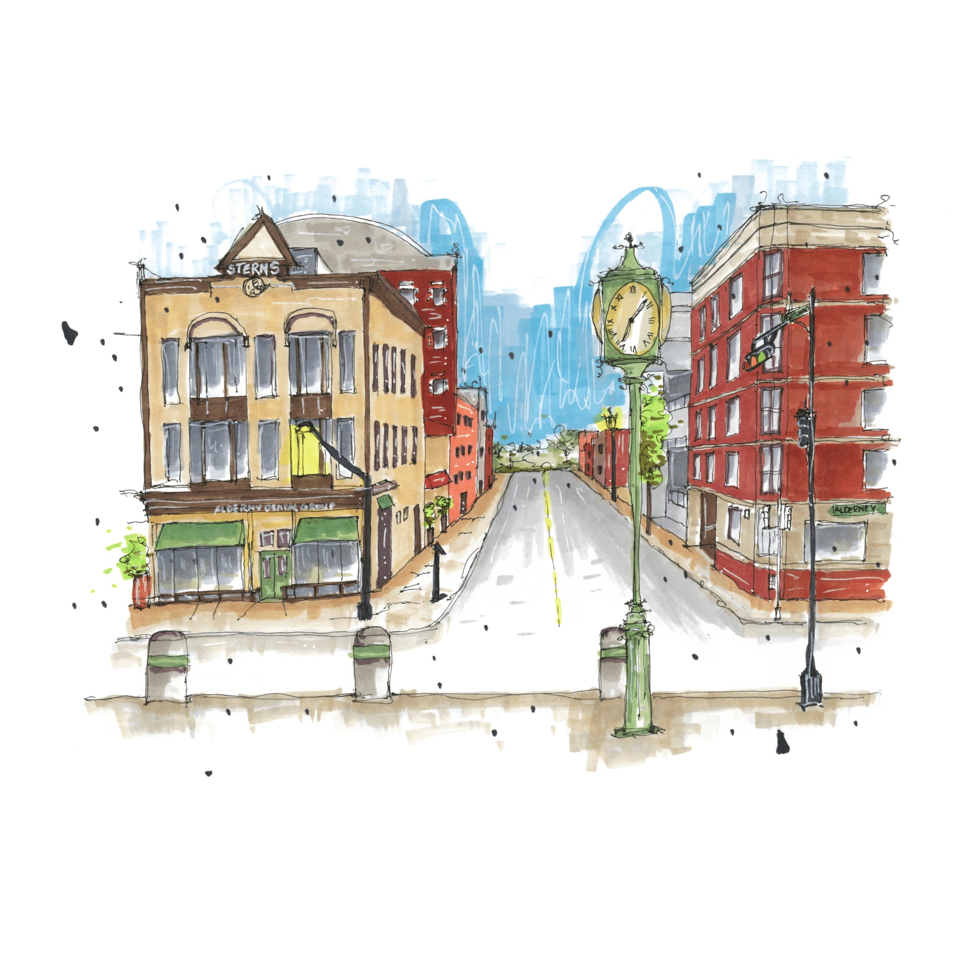 Portland Street, Dartmouth, Nova Scotia, Greeting Card, Downtownsketcher, Wynand van Niekerk, DTS0059