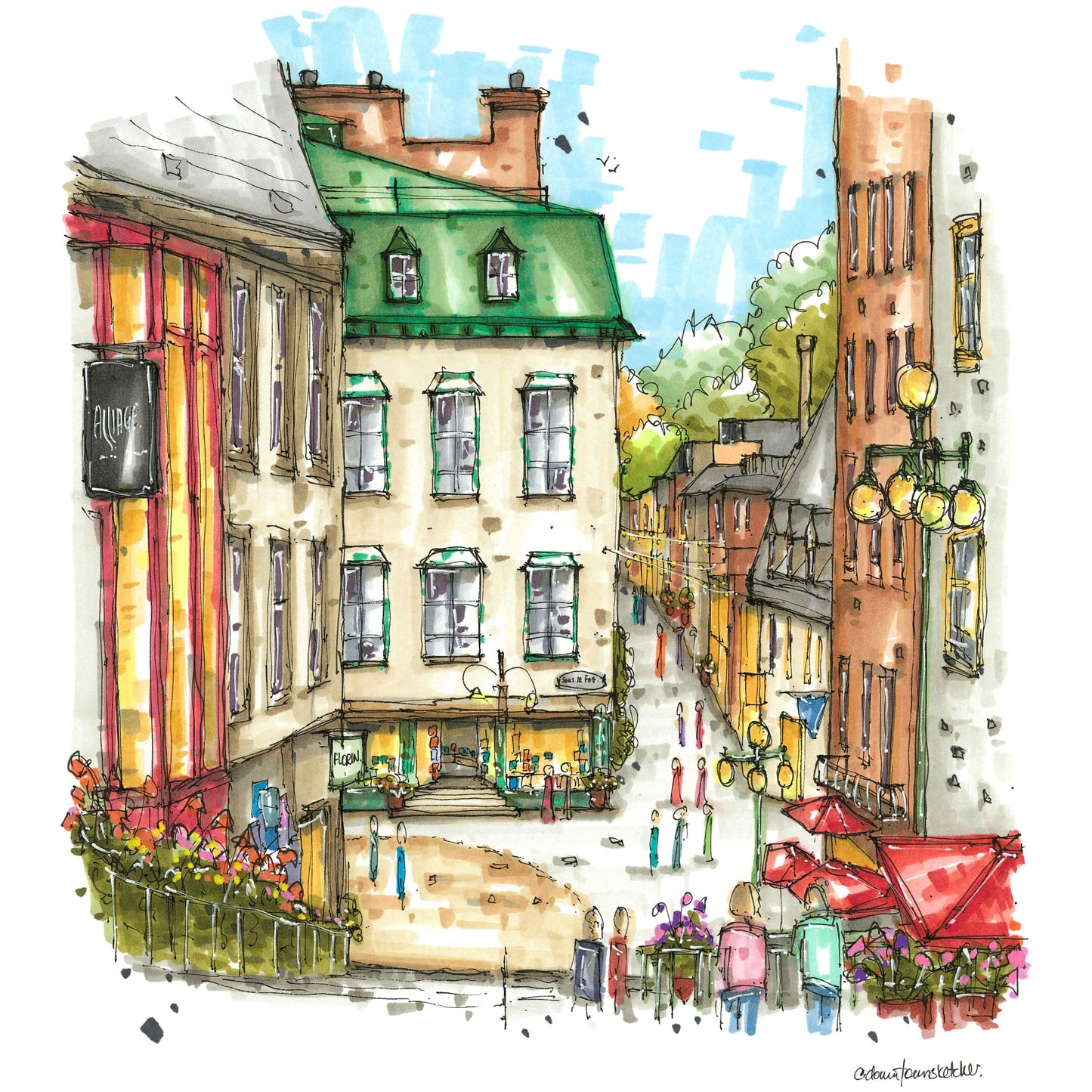 Rue du Petit Champlain, Quebec City, Quebec, Greeting Card