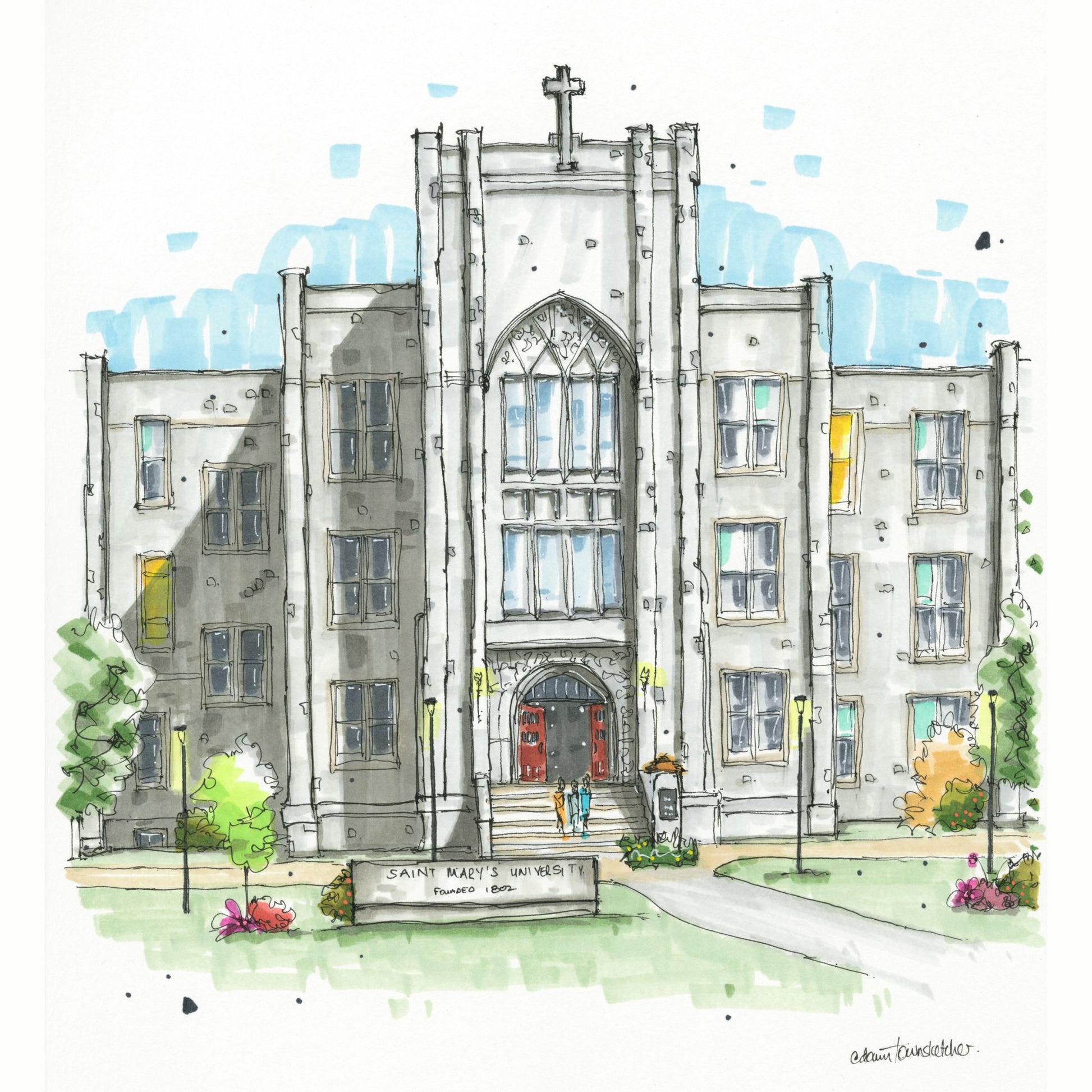 Saint Mary's University, Halifax, Greeting Card - Downtown Sketcher