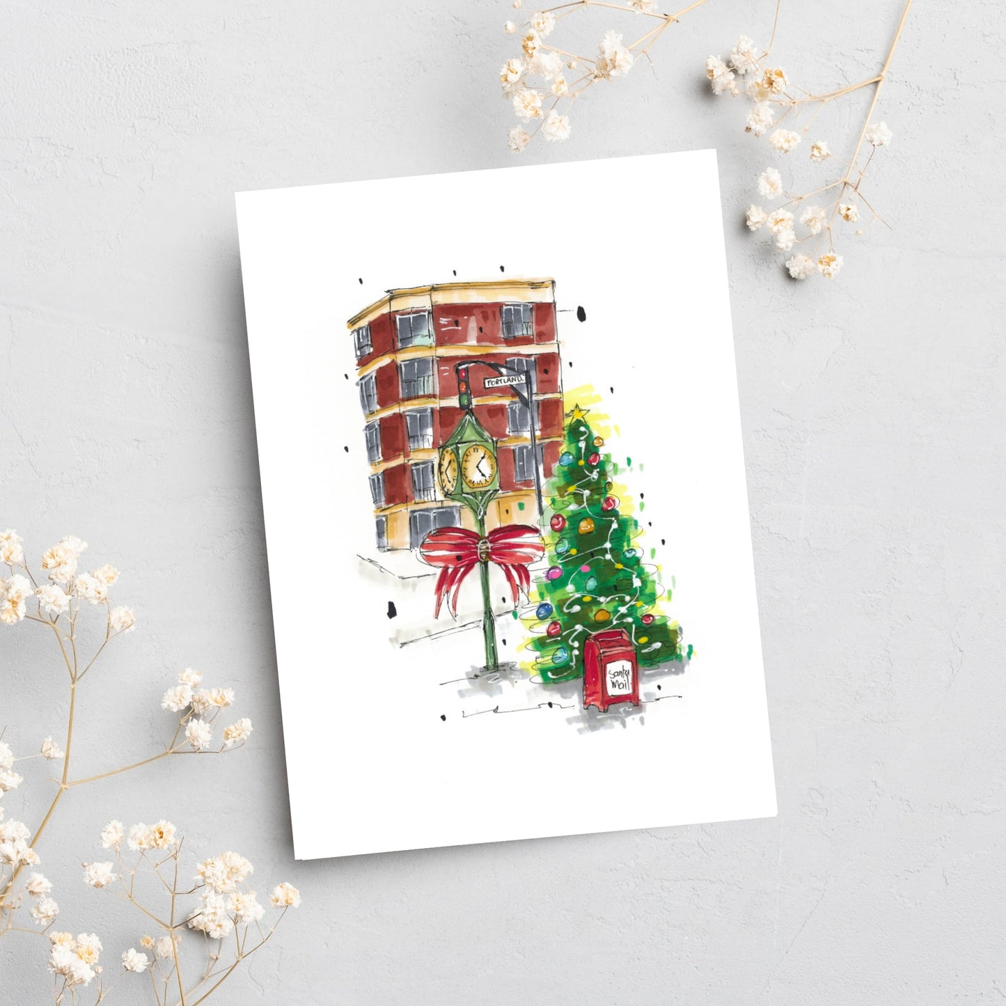 Santa's Mail Portland Street, Dartmouth, Halifax, Nova Scotia, Christmas Sketch, Christmas Card with Envelope, Downtown Sketcher, Wynand van Niekerk, DTS0093
