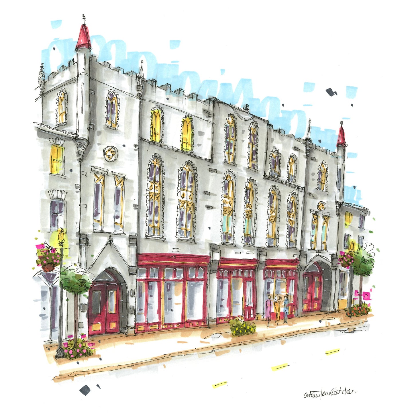 St. Marys Opera House, Ontario, Greeting Card - Downtown Sketcher