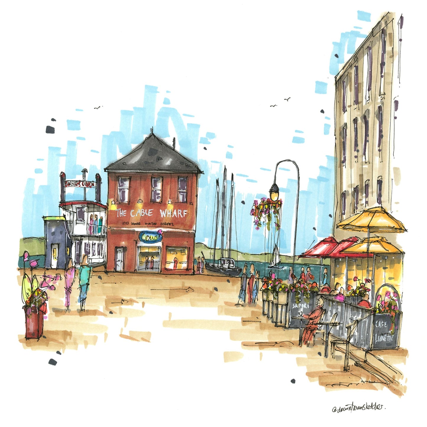 The Cable Wharf & Cafe Lunette, Halifax Waterfront, Greeting Card
