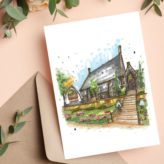 The Church Brewing Co Wolfville, Nova Scotia, Greeting Card, Urban Sketch, Greeting Card with  Craft Envelope, Downtown Sketcher, Wynand van Niekerk