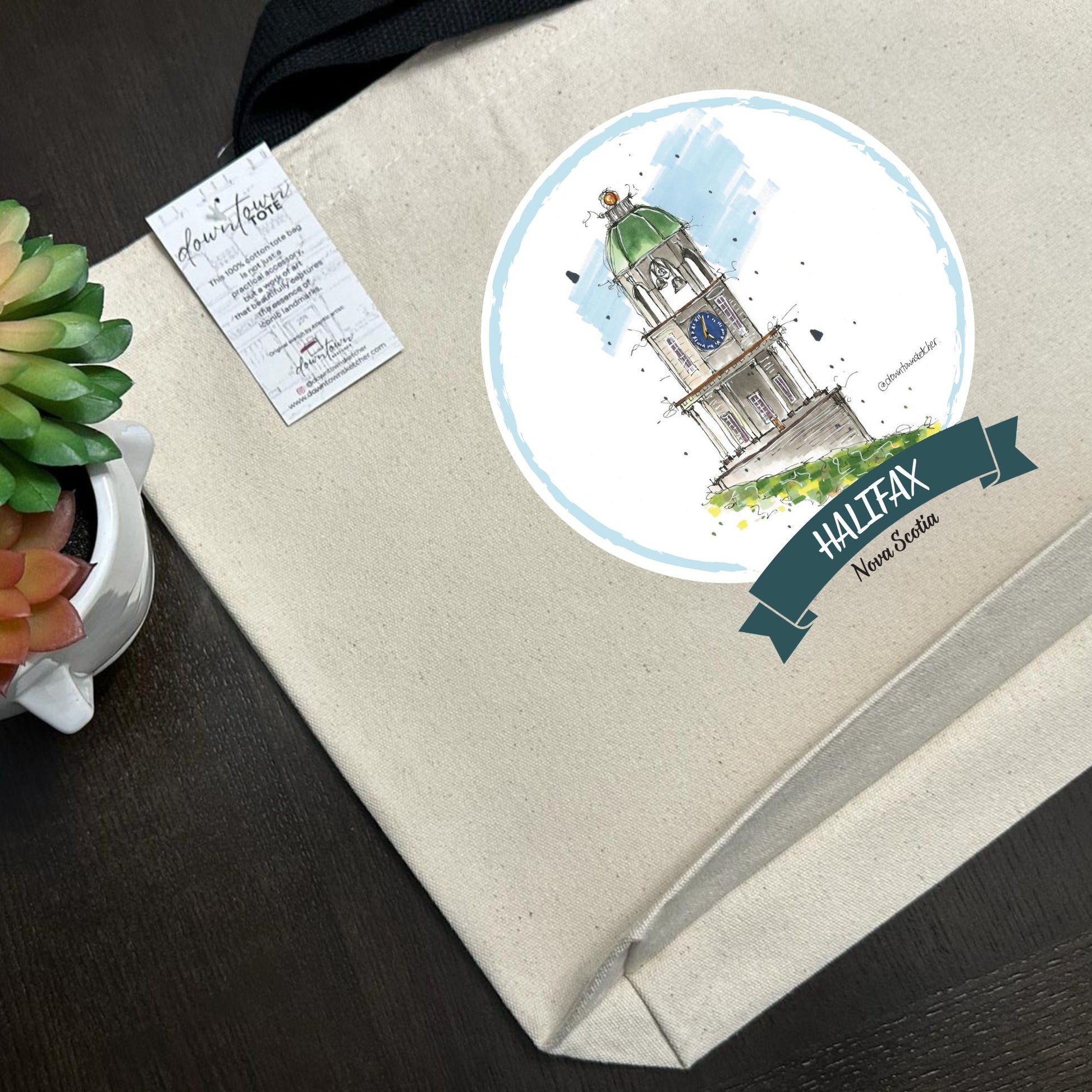 The Citadel Clock Tower Halifax - Downtown Tote - Standard - Downtown Sketcher