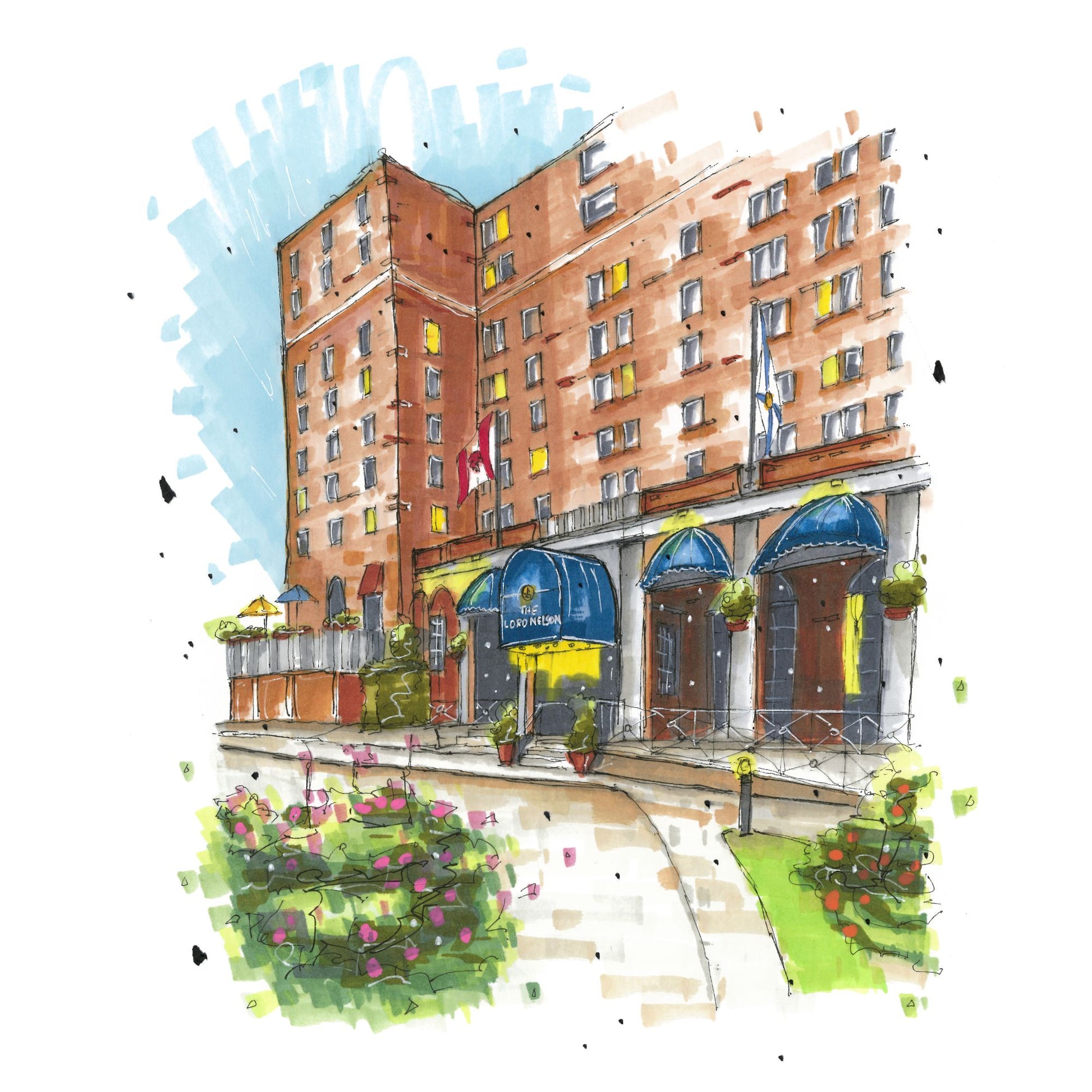 The Lord Nelson Hotel, Halifax, Print, Downtown Sketcher, Wynand van Niekerk