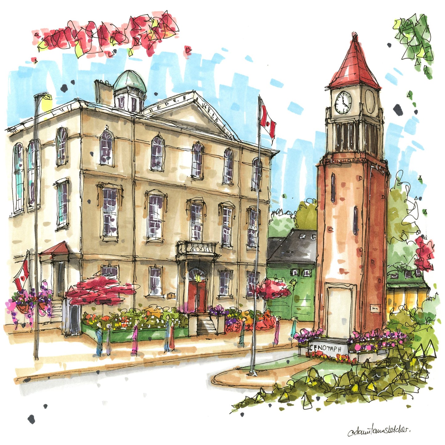 The Memorial Clock Tower and Court House Theatre, Niagara on the Lake, Greeting Card