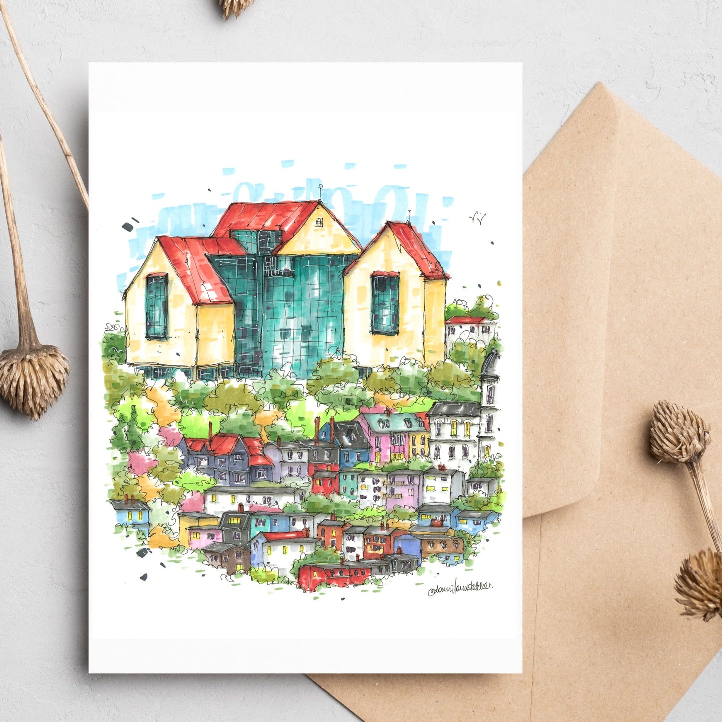 The Rooms, St John's, Newfoundland, Greeting Card - Downtown Sketcher