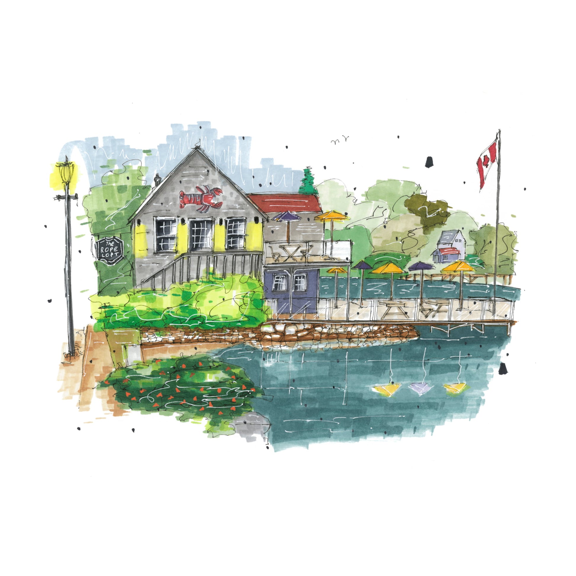 The Rope Loft, Chester, Nova Scotia, Greeting Card, Downtownsketcher, Wynand van Niekerk, DTS0077