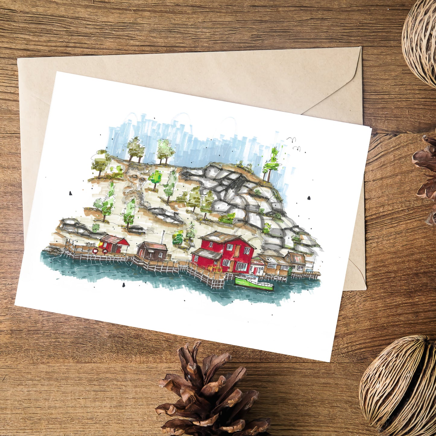 The Wharf at Quidi Vidi Village, St. John's, Newfoundland, Print, Downtownsketcher, Wynand van Niekerk, DTS0052