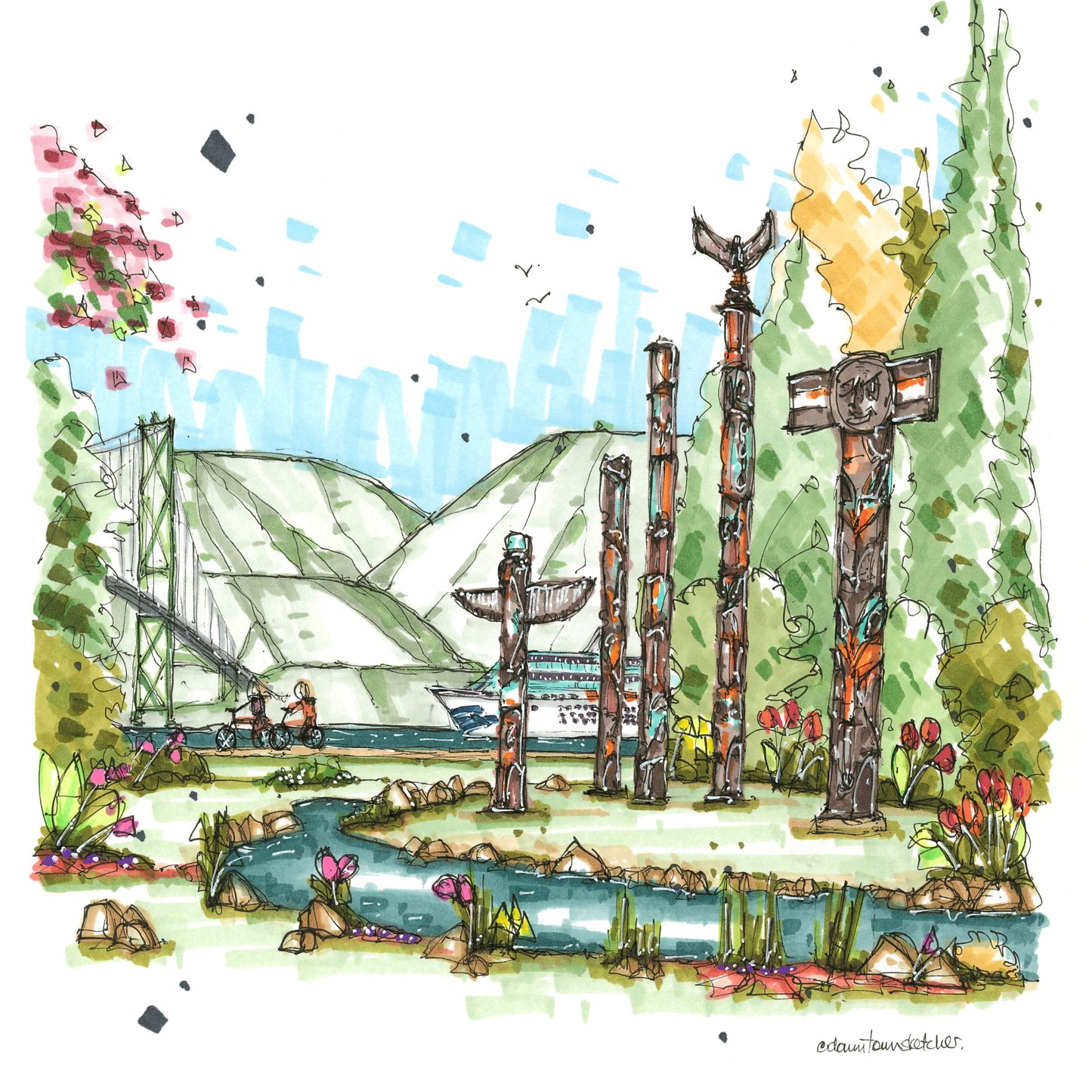 Totem Poles at Stanley Park, Vancouver, Greeting Card