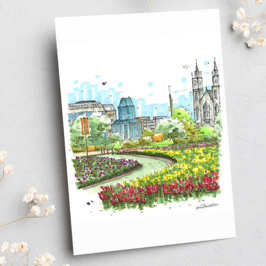 Tulip Festival Ottawa, Greeting Card - Downtown Sketcher