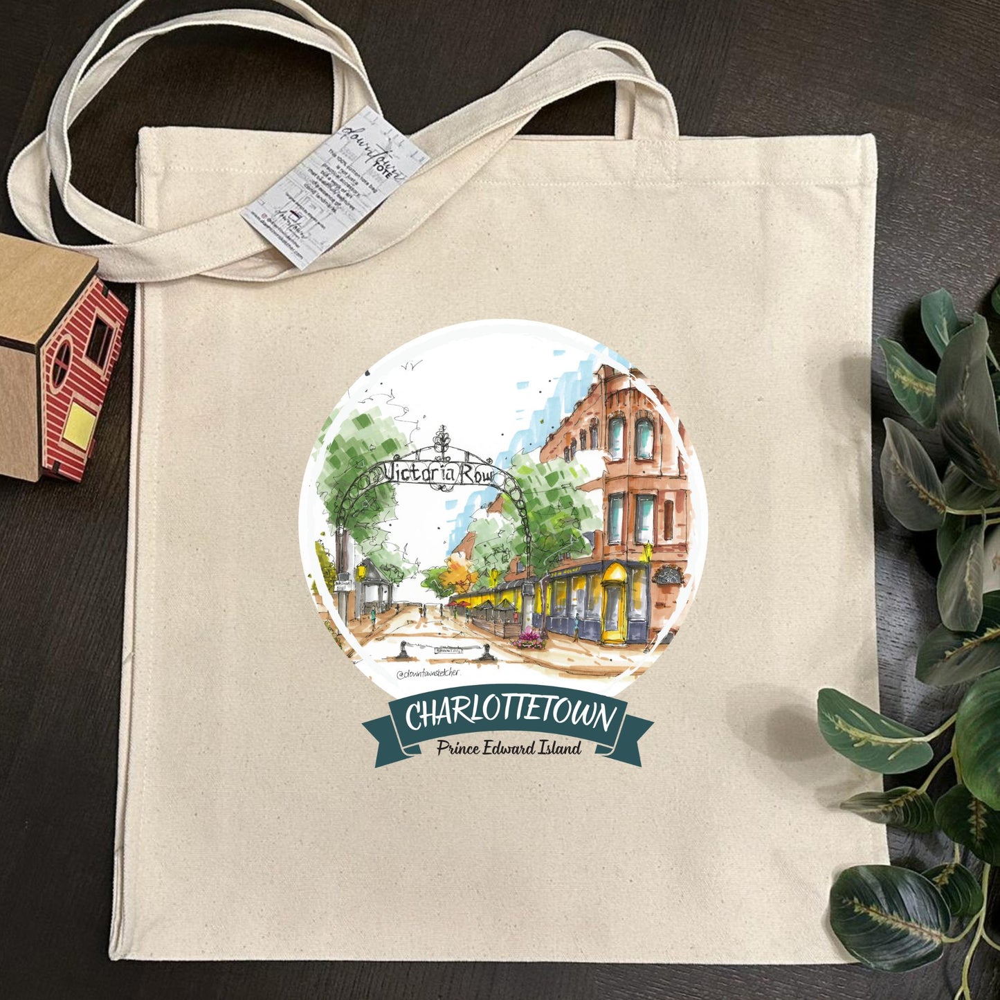 Victoria Row, Charlottetown, Prince Edward Island - Tote Bag - Downtown Sketcher - Tall - Downtown Tote - Downtown Sketcher