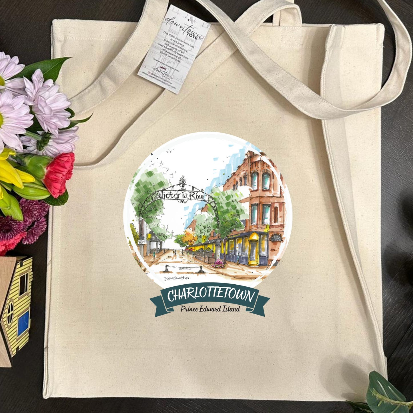 Victoria Row, Charlottetown, Prince Edward Island - Tote Bag - Downtown Sketcher - Tall - Downtown Tote - Downtown Sketcher