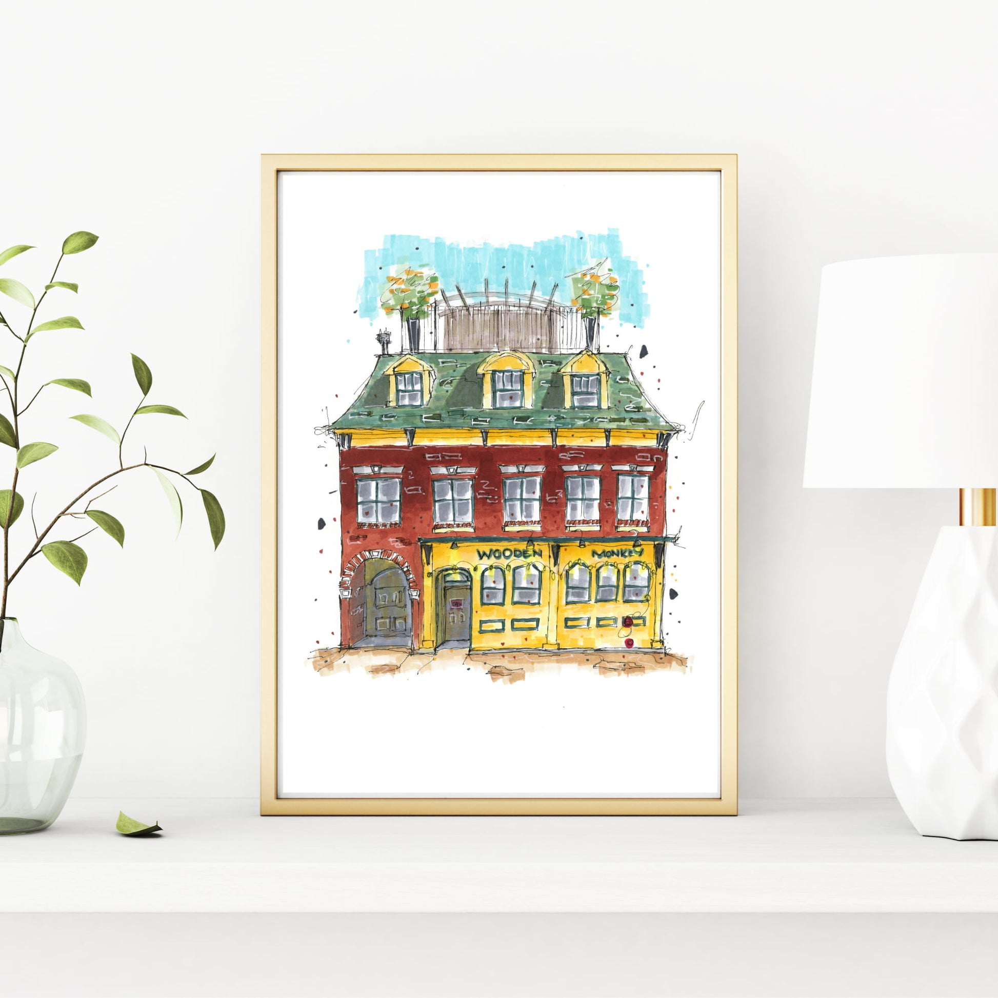 DTS0029 - The Wooden Monkey Halifax Nova Scotia Sketch, Art Print - Artwork Print Sketch 2 - Downtown Sketcher