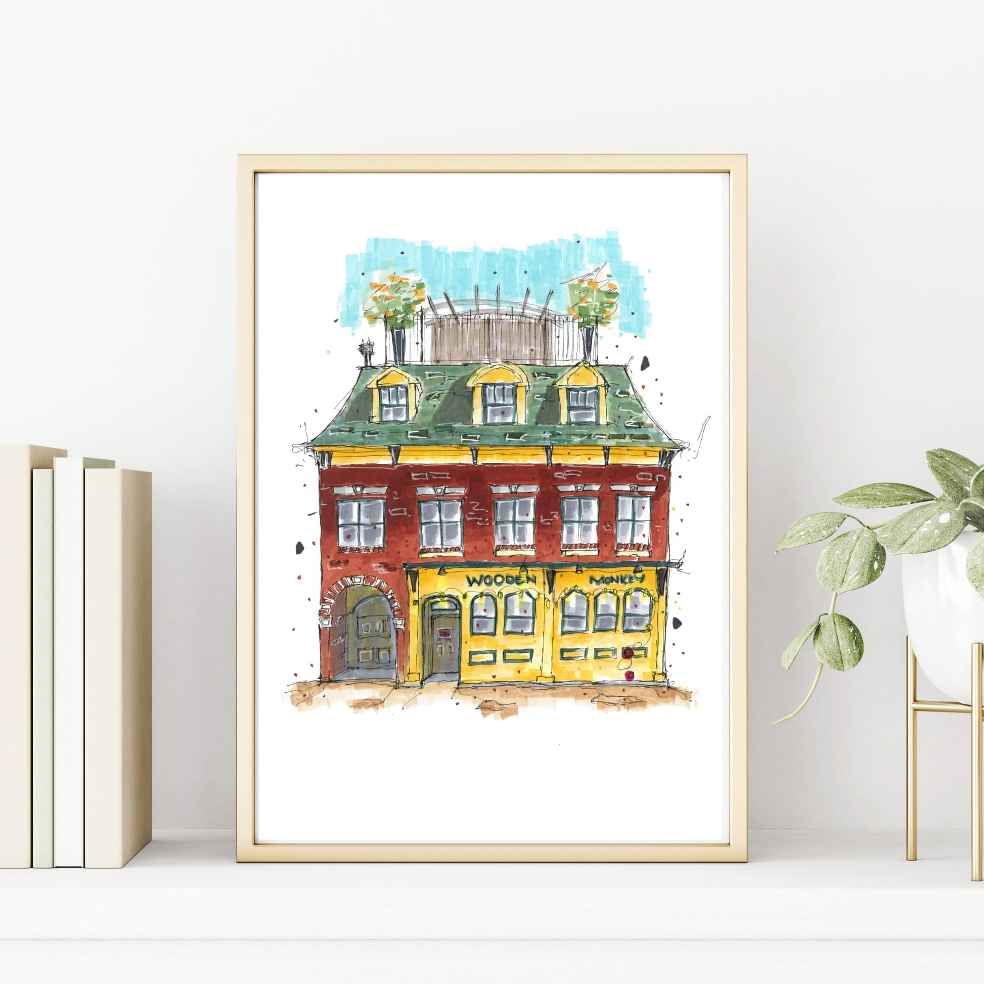 DTS0029 - The Wooden Monkey Halifax Nova Scotia Sketch, Art Print - Artwork Print Sketch 2 - Downtown Sketcher