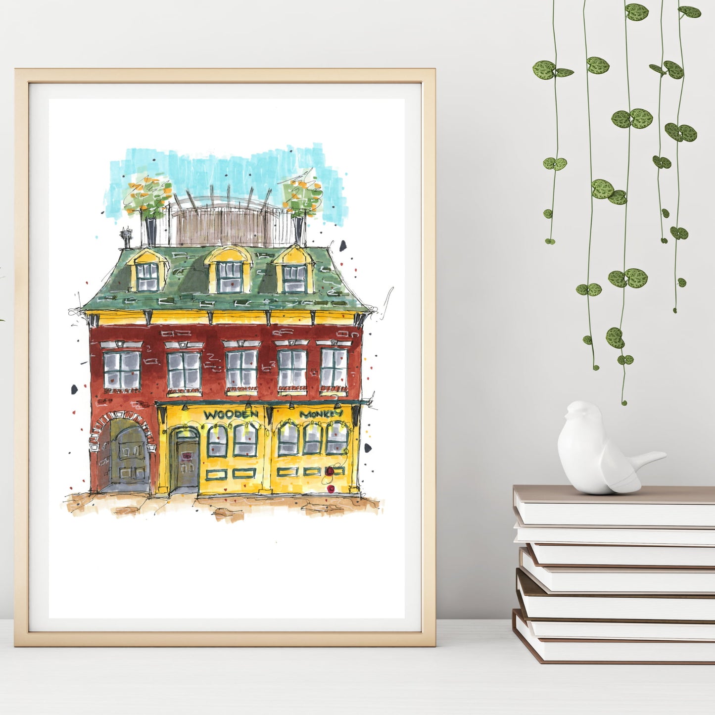 DTS0029 - The Wooden Monkey Halifax Nova Scotia Sketch, Art Print - Artwork Print Sketch 2 - Downtown Sketcher
