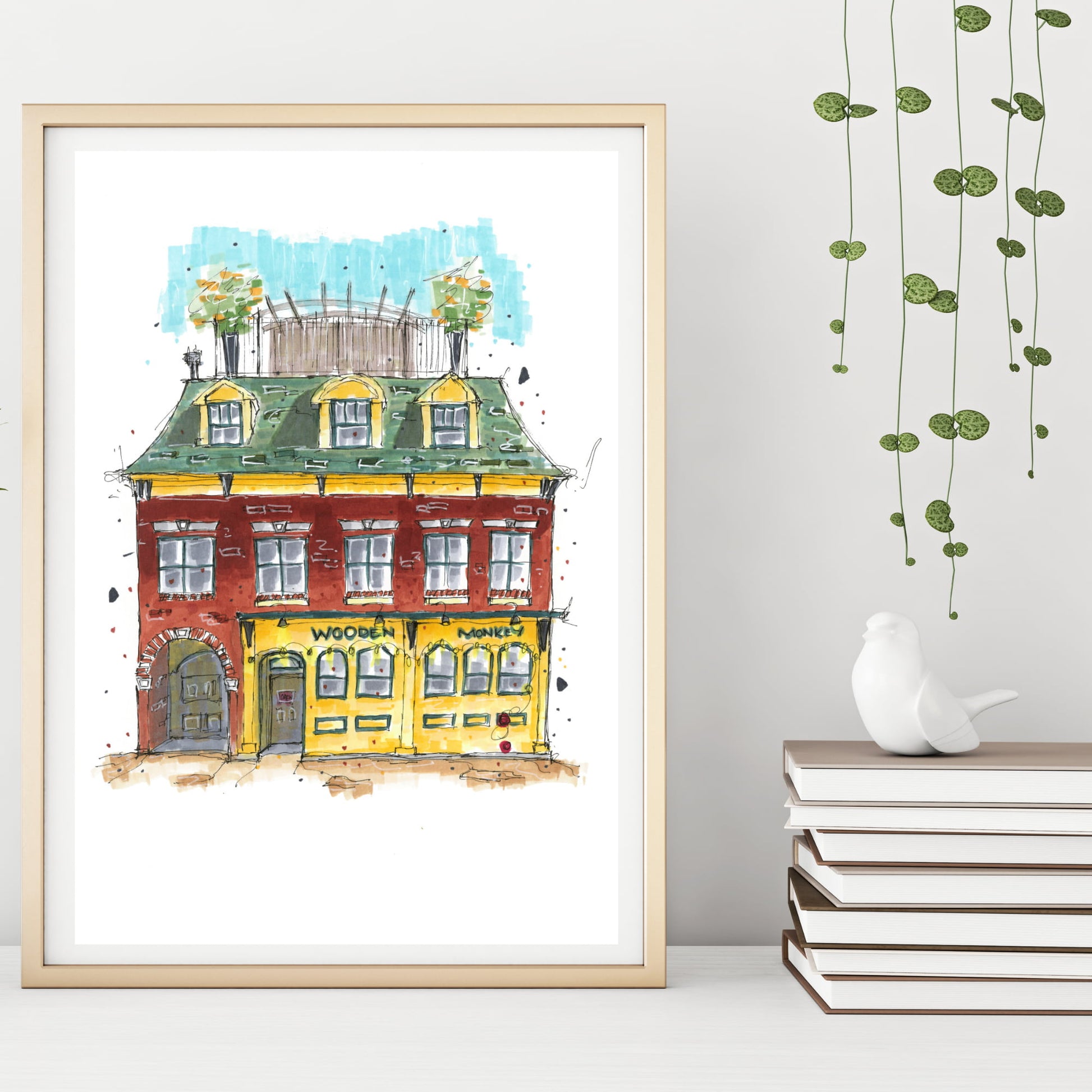 DTS0029 - The Wooden Monkey Halifax Nova Scotia Sketch, Art Print - Artwork Print Sketch 2 - Downtown Sketcher