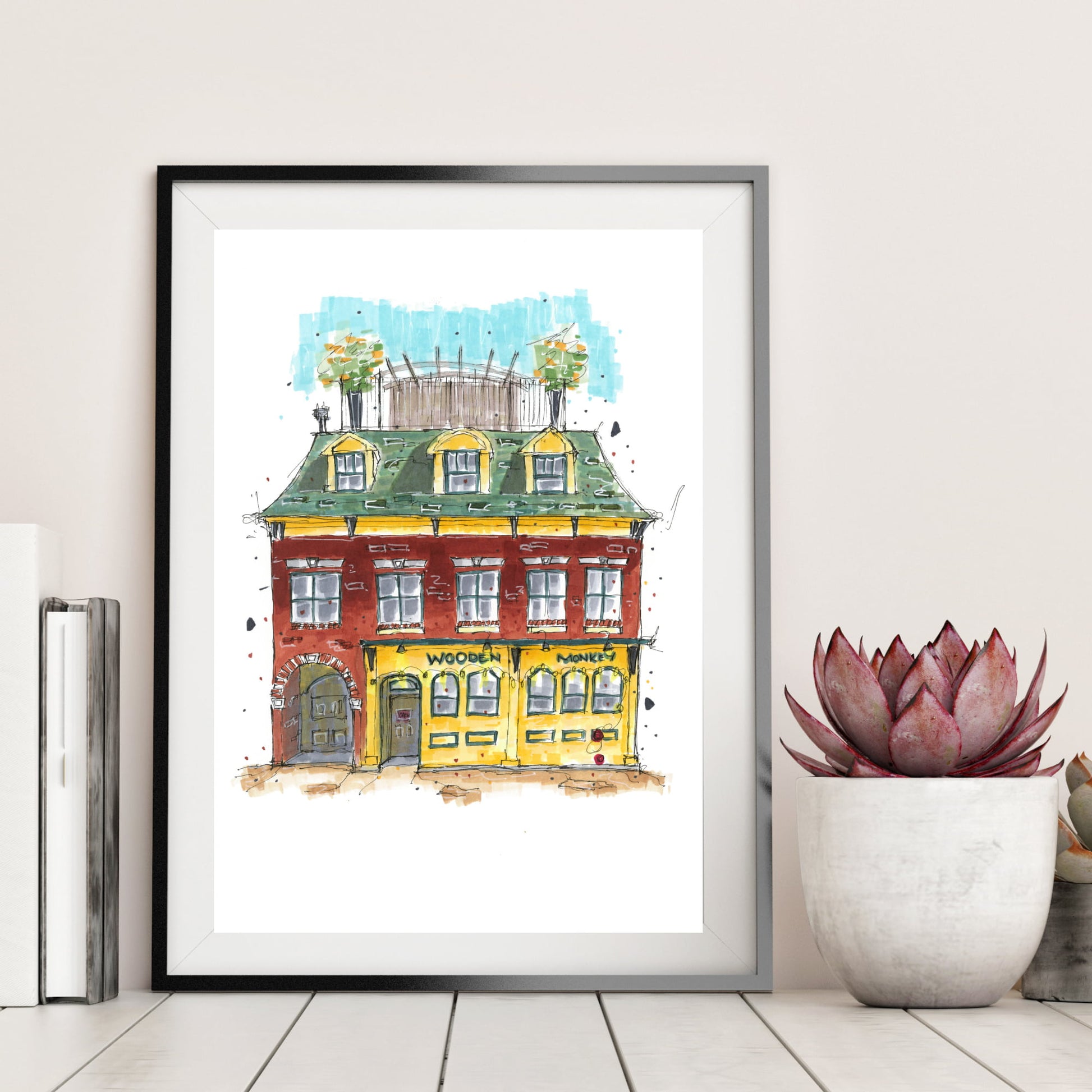 DTS0029 - The Wooden Monkey Halifax Nova Scotia Sketch, Art Print - Artwork Print Sketch 2 - Downtown Sketcher
