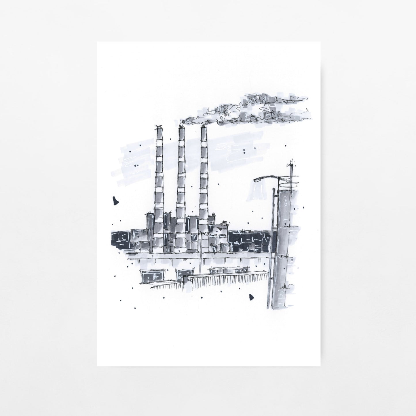 DTS0031 - Tufts Cove Generating Station Halifax Nova Scotia Sketch, Art Print - Artwork Print Sketch 2 - Downtown Sketcher