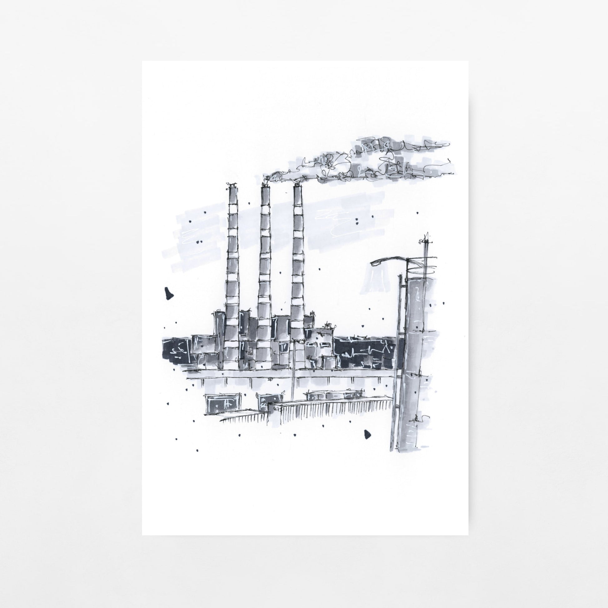 DTS0031 - Tufts Cove Generating Station Halifax Nova Scotia Sketch, Art Print - Artwork Print Sketch 2 - Downtown Sketcher