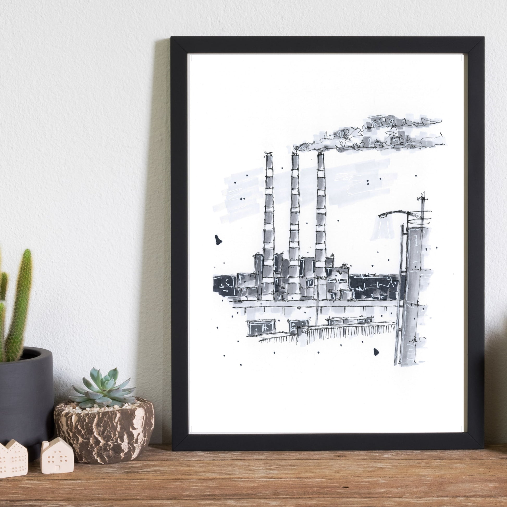DTS0031 - Tufts Cove Generating Station Halifax Nova Scotia Sketch, Art Print - Artwork Print Sketch 2 - Downtown Sketcher