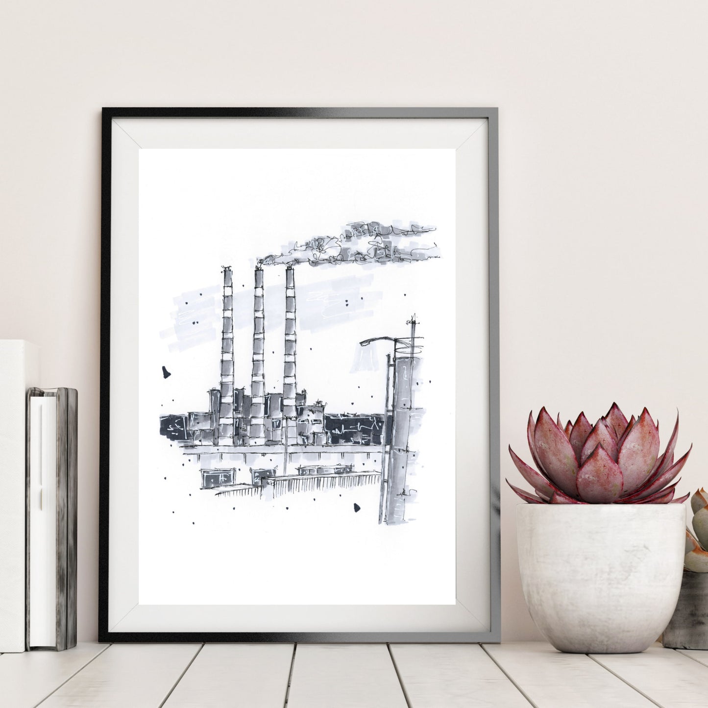 DTS0031 - Tufts Cove Generating Station Halifax Nova Scotia Sketch, Art Print - Artwork Print Sketch 2 - Downtown Sketcher