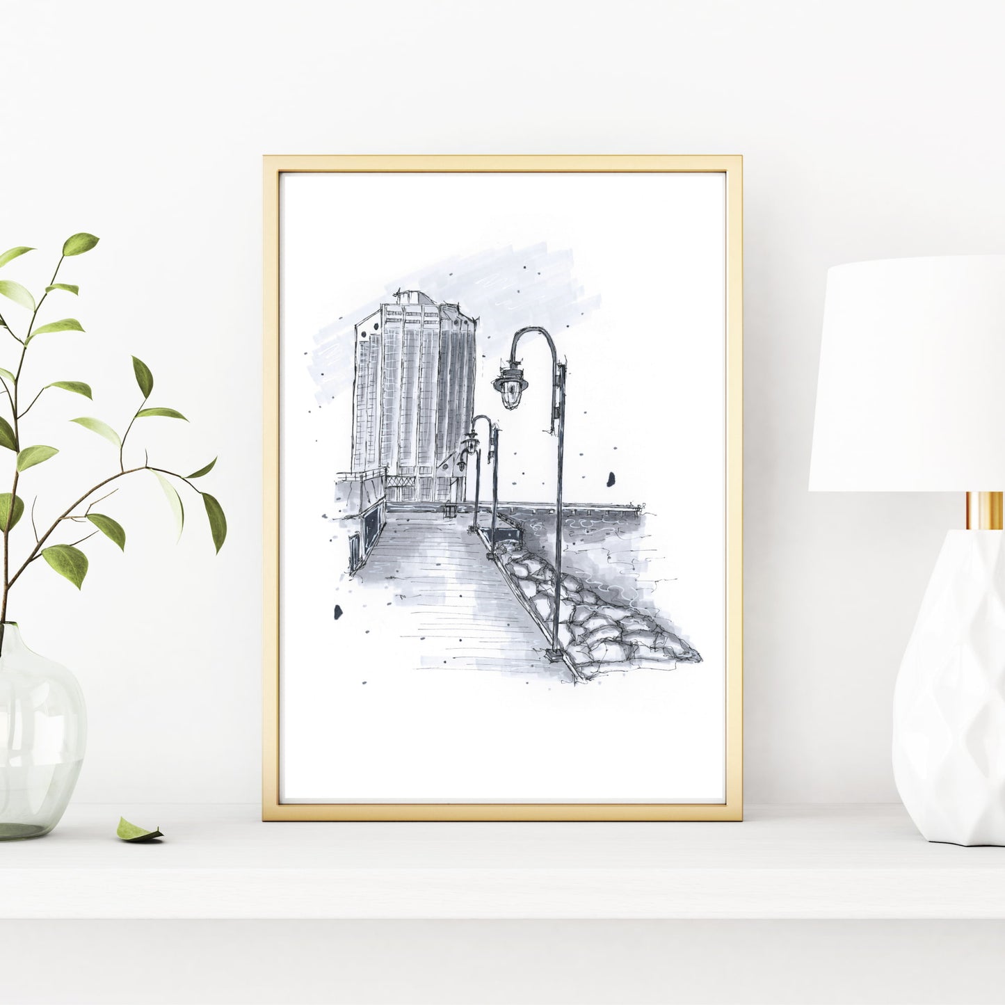 DTS0032 - Purdy's Wharf Halifax Nova Scotia Sketch, Art Print - Artwork Print Sketch 2 - Downtown Sketcher