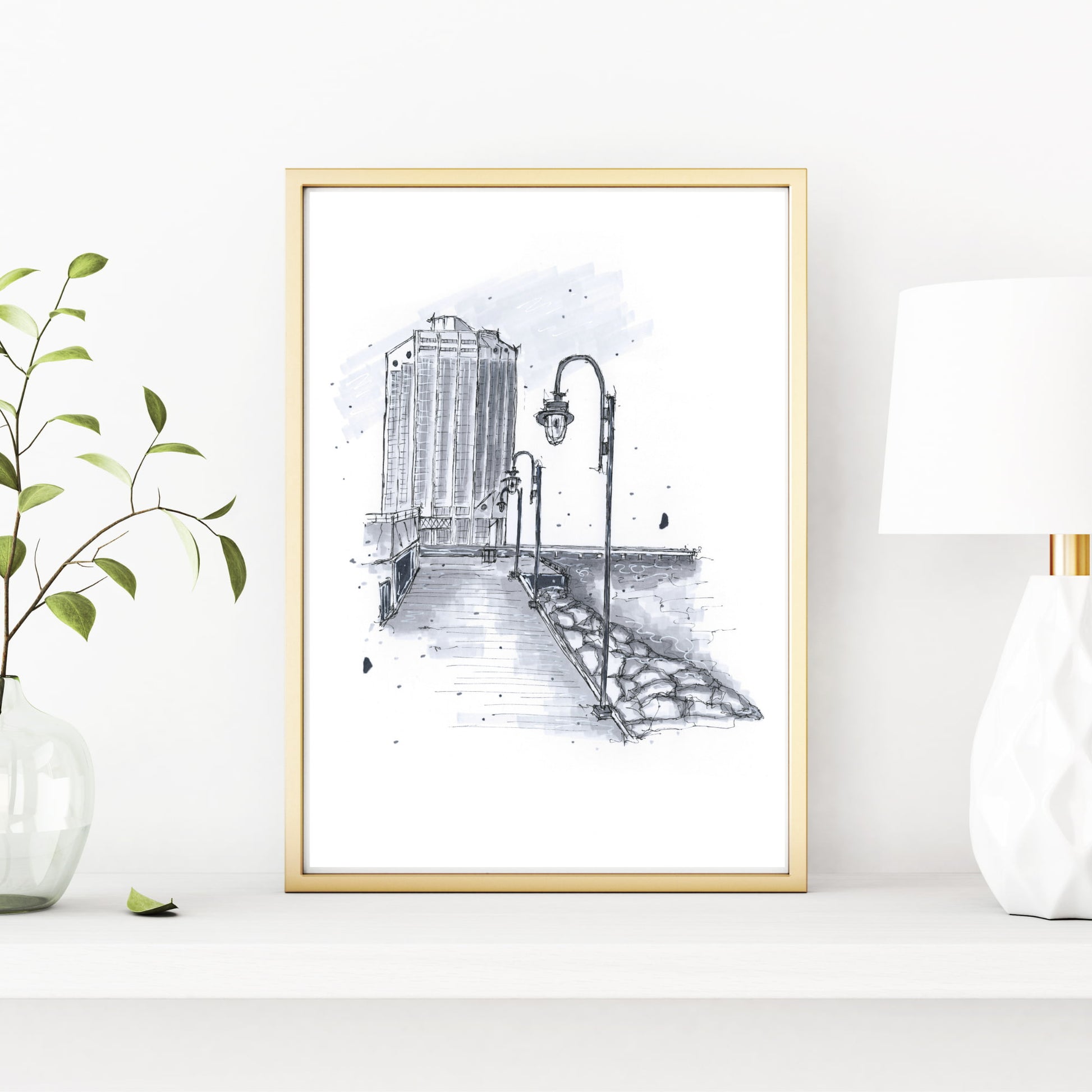 DTS0032 - Purdy's Wharf Halifax Nova Scotia Sketch, Art Print - Artwork Print Sketch 2 - Downtown Sketcher