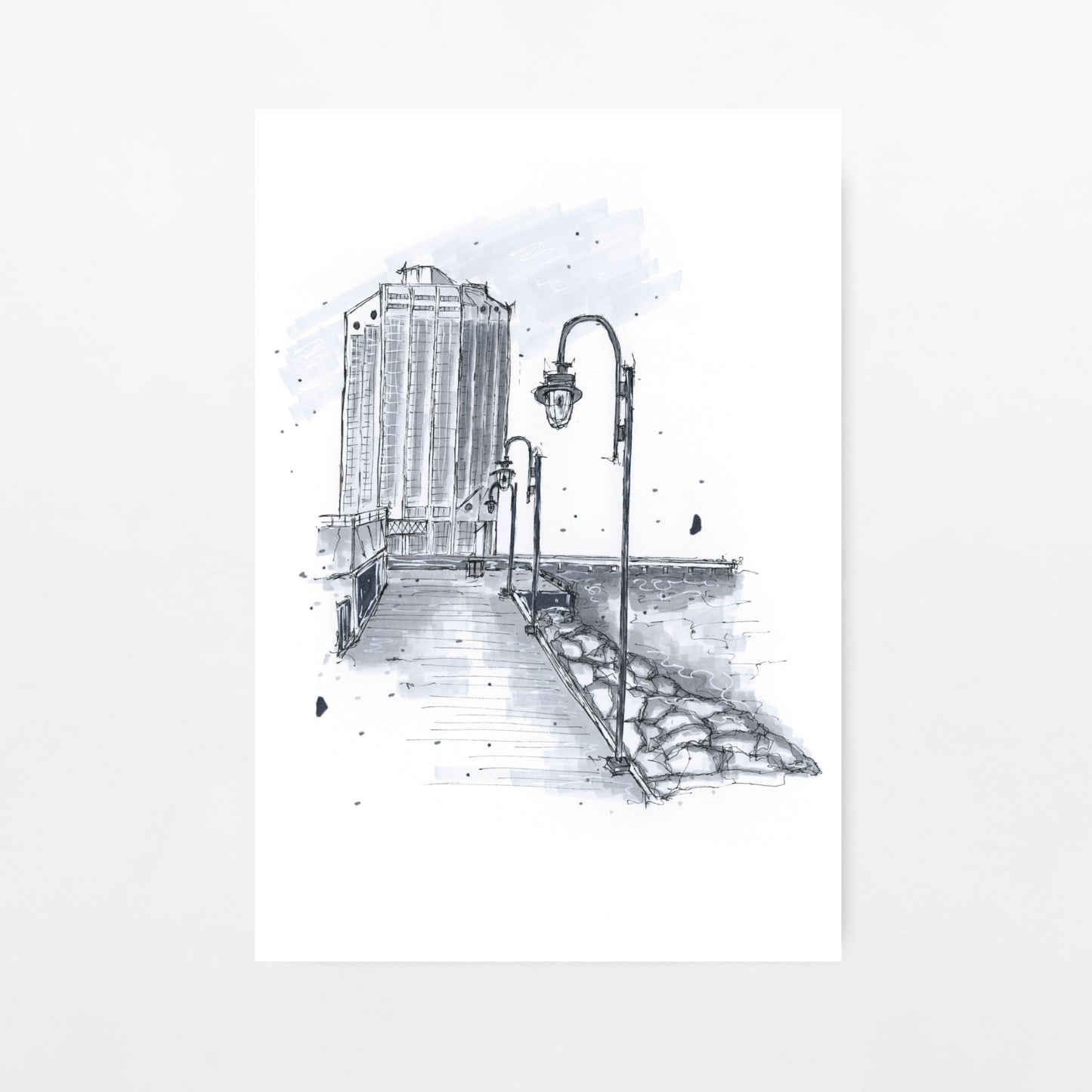 DTS0032 - Purdy's Wharf Halifax Nova Scotia Sketch, Art Print - Artwork Print Sketch 2 - Downtown Sketcher