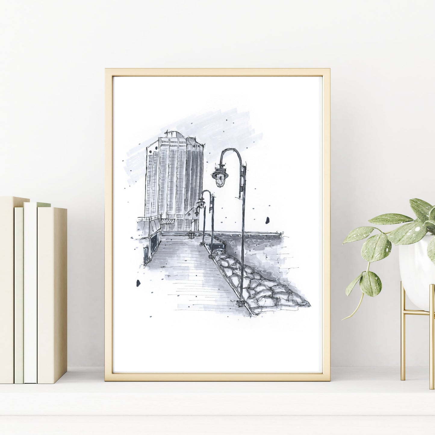 DTS0032 - Purdy's Wharf Halifax Nova Scotia Sketch, Art Print - Artwork Print Sketch 2 - Downtown Sketcher