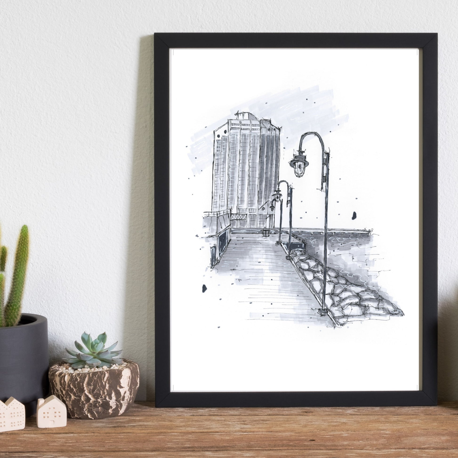 DTS0032 - Purdy's Wharf Halifax Nova Scotia Sketch, Art Print - Artwork Print Sketch 2 - Downtown Sketcher
