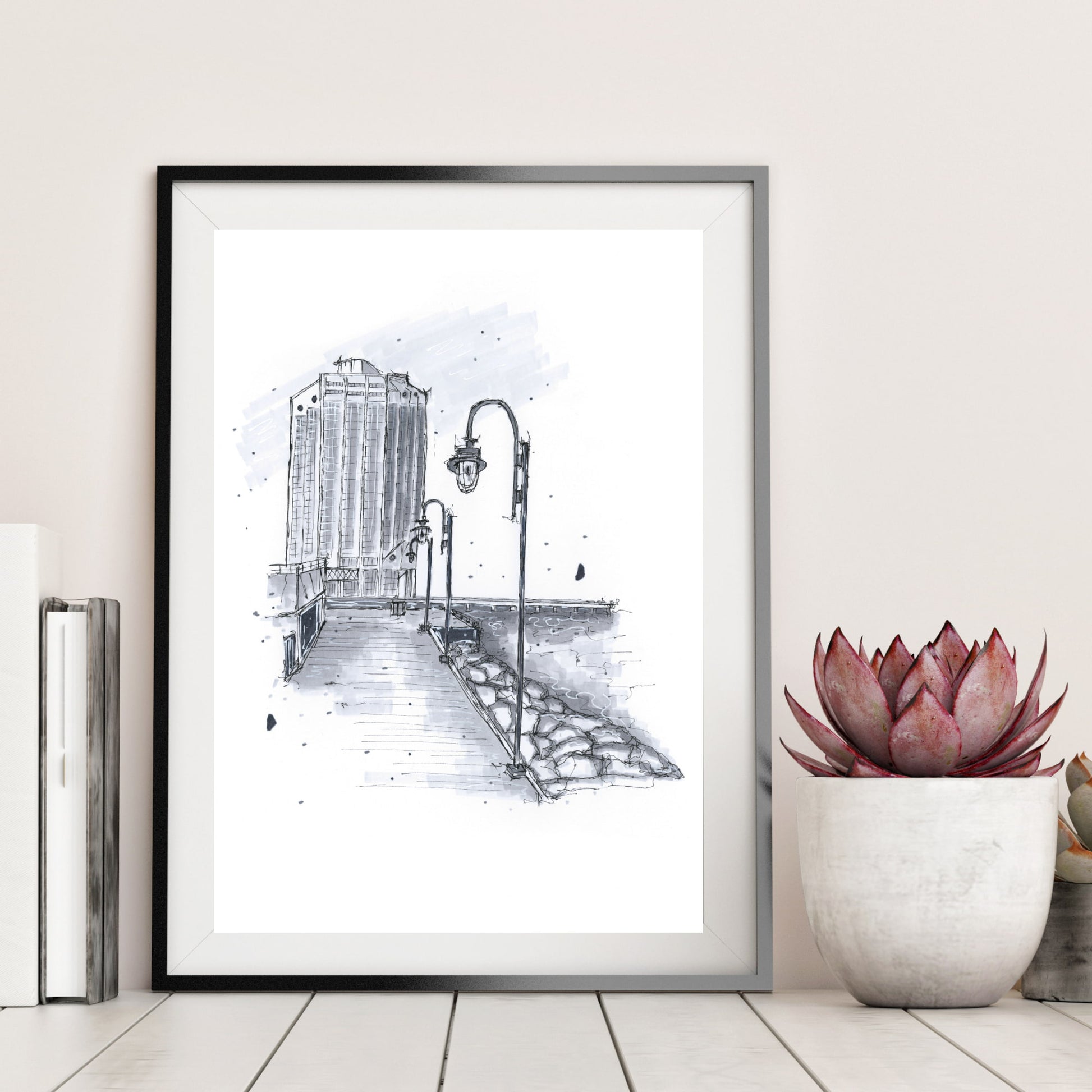 DTS0032 - Purdy's Wharf Halifax Nova Scotia Sketch, Art Print - Artwork Print Sketch 2 - Downtown Sketcher