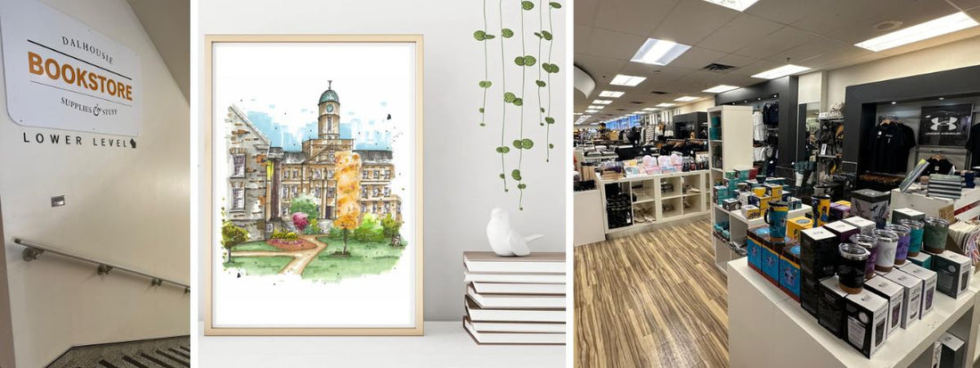 Explore Dalhousie University Through Art: Unique Sketches and Merchandise at the Dalhousie Bookstore