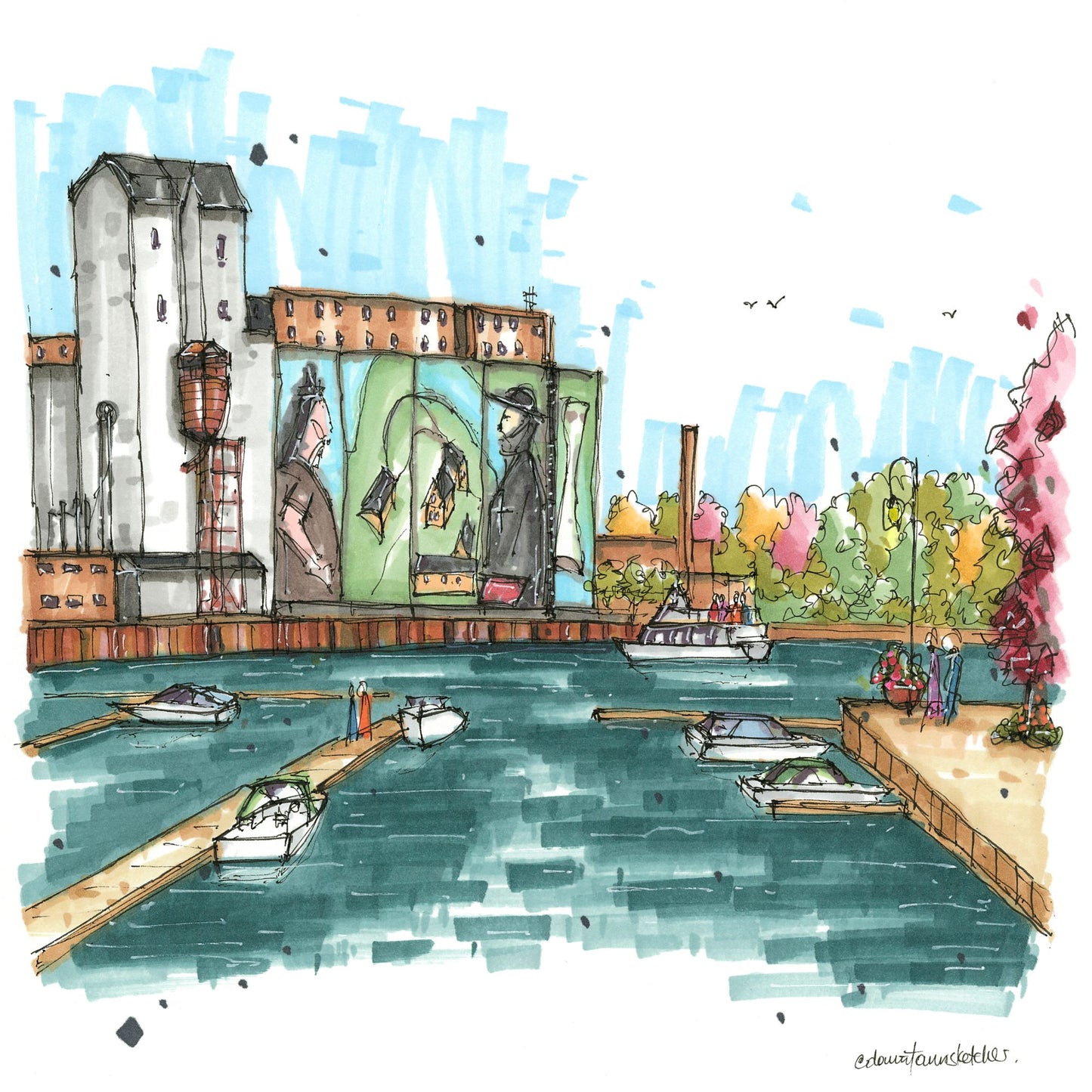 ADM grain elevator, Midland Waterfront, Ontario -  Greeting Card