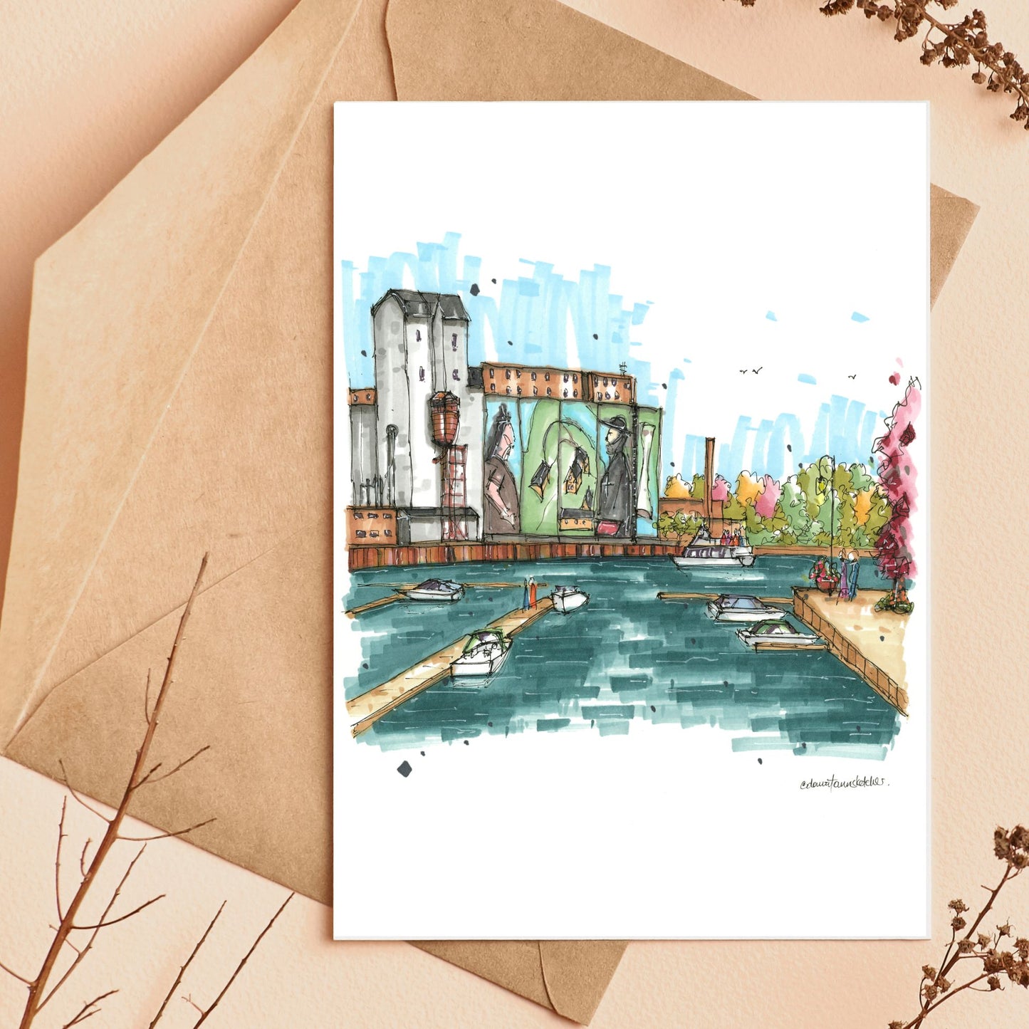 ADM grain elevator, Midland Waterfront, Ontario -  Greeting Card